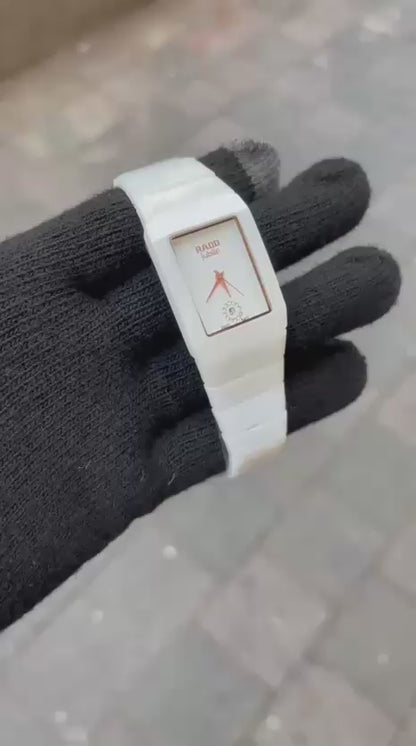 Rado Square White Dial Ciramic Belt Men's Watch