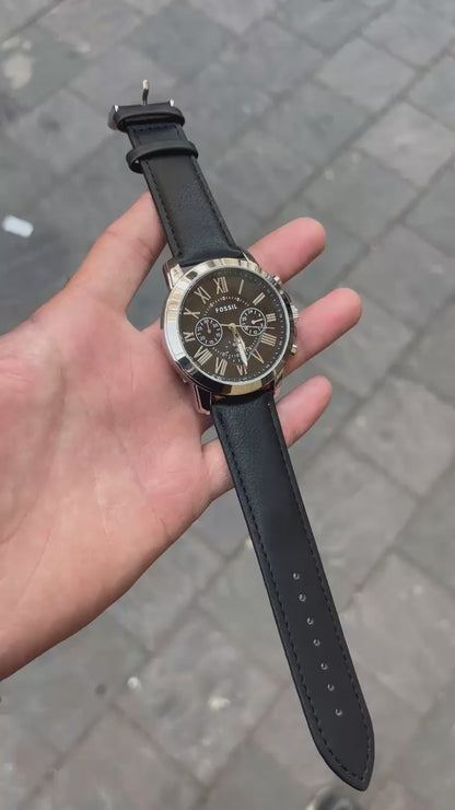 Fossil Silver Black Dial All Chronograph Working Men's Watch