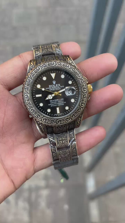 R-o-l-e-x One of The Most Black Dial Handmade Design Men's Watch