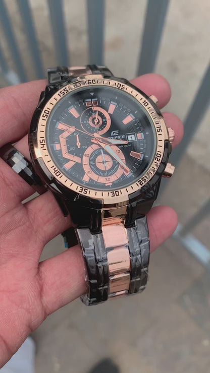 Casio Edifice Black And Rose Gold Chronograph Men's Watch