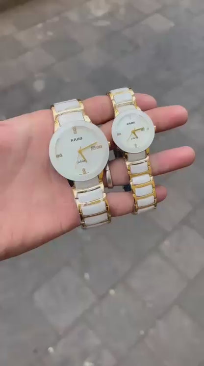 Rado Gold White Ceramic For Couple Watch