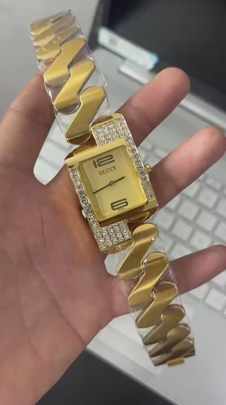 Gucci Chemin Des Tourelles Gold Dial Watch For Men's