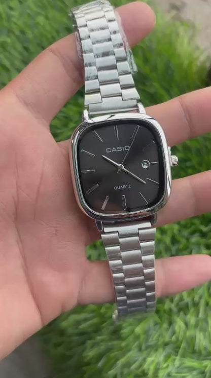 Casio Vintage Black Dial Quartz Watch For Unisex