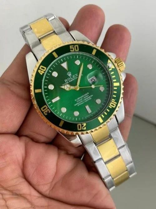 Rol-ex Submariner Quartz Green Dial Men's Watch