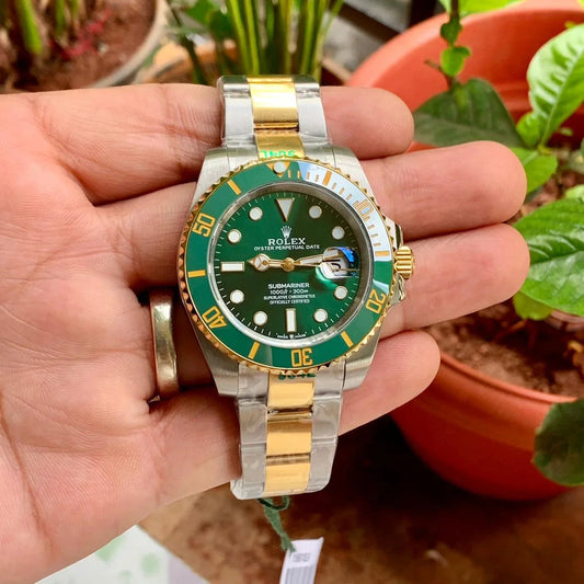 Rol-ex Submariner Quartz Green Dial Men's Watch